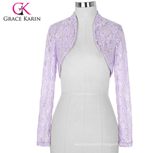 Stock Womens Ladies Long Sleeve Cropped Lilac Lace Shrug Bolero BP000049-4